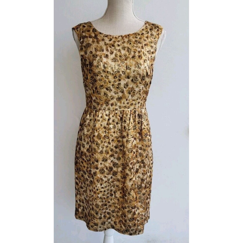 J Crew Collection Lucille Cheetah Women's Metallic Cocktail Mini Dress Size 2